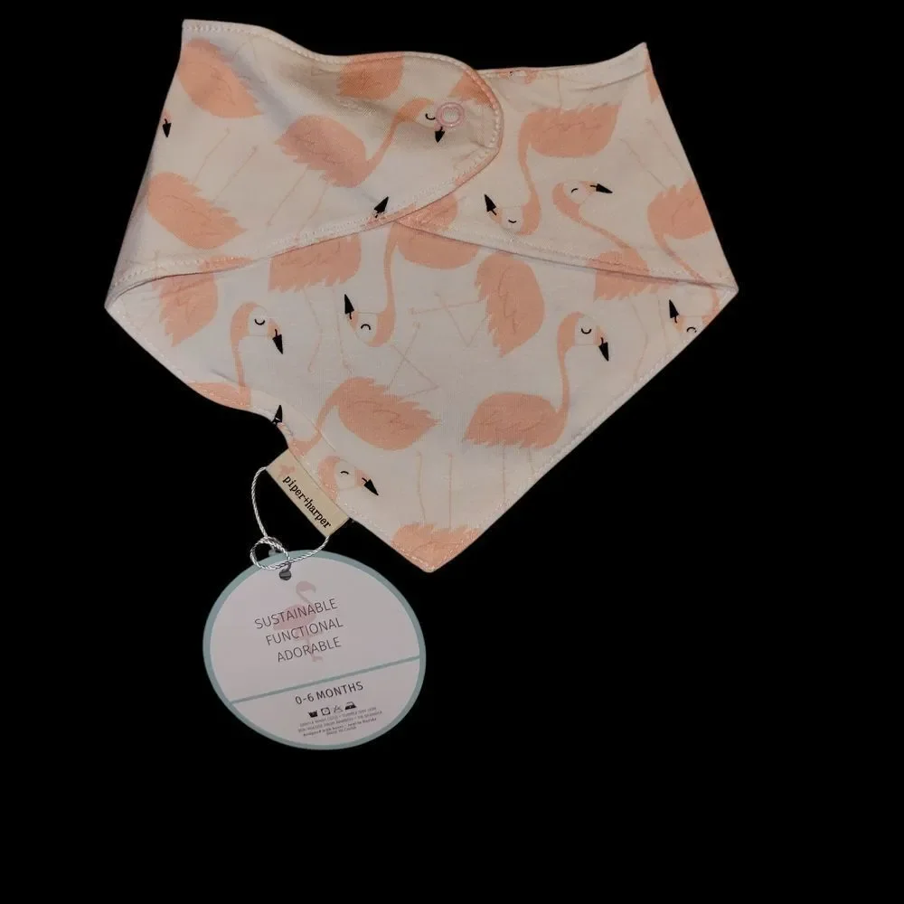 Flamingo Bandana Bamboo Bib Size 0 To 6 Months.